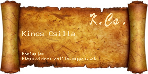Kincs Csilla névjegykártya